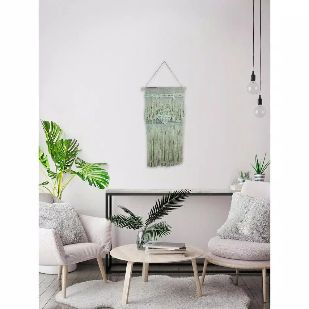 Unbranded Marmont Hill Green Heart Macrame Wall Tapestry - Hand Woven Cotton Wall Hanging