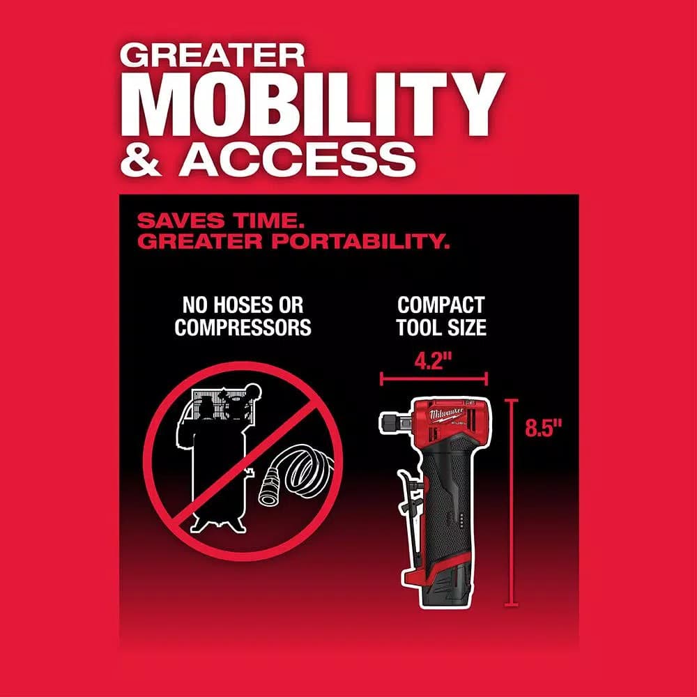 Milwaukee M12 FUEL 1/4 in. Right Angle and Straight Die Grinder Kit, Brushless Cordless