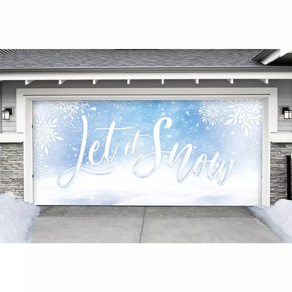 My Door Decor 7 ft. x 16 ft. Let It Snow Christmas Garage Door Banner Mural