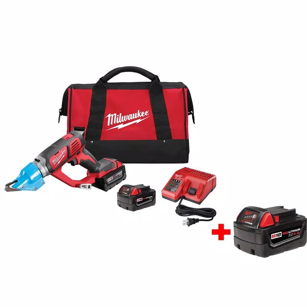 Milwaukee M18 16-Gauge Double Cut Metal Shear Kit with 4.0 Ah Battery and Charger