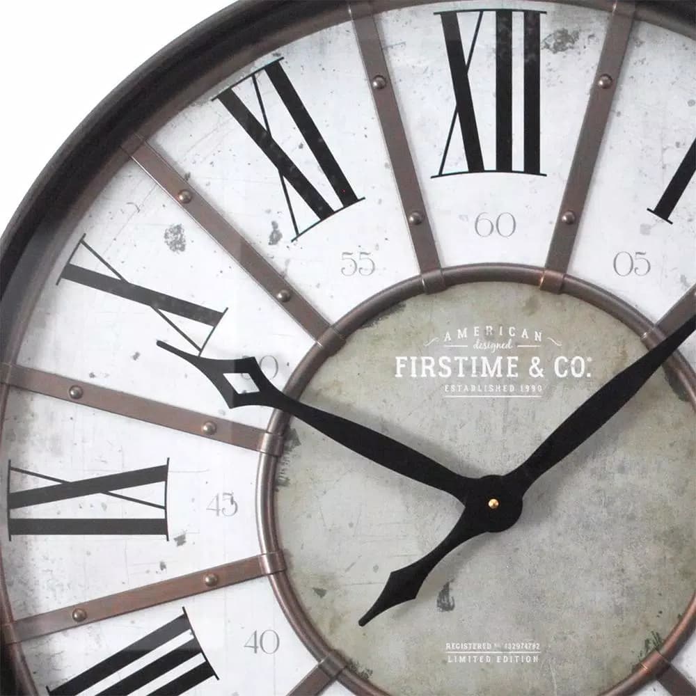 FirsTime 29 in. Roman Oil Rubbed Bronze Wall Clock, Oversized Industrial Style