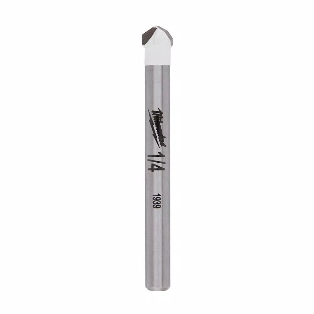 Milwaukee 1/4 in. Carbide Tipped Masonry Drill Bit for Natural Stone, Granite, Ceramic, and Glass