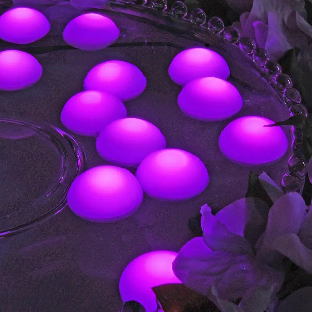 LUMABASE Purple Floating Blimp LED Lights, Waterproof Battery Operated Decorative Lights (12-Count)