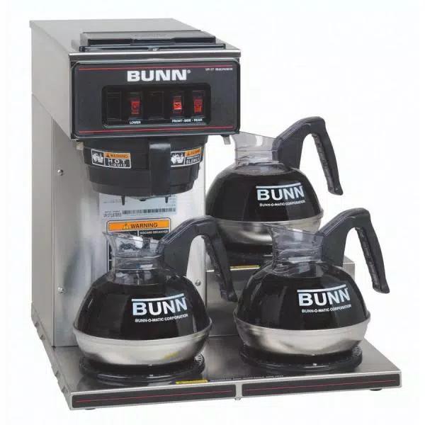 BUNN VP17-3SS3L 12-Cup Commercial Pourover Coffee Brewer with 3 Lower Warmers, Stainless Steel