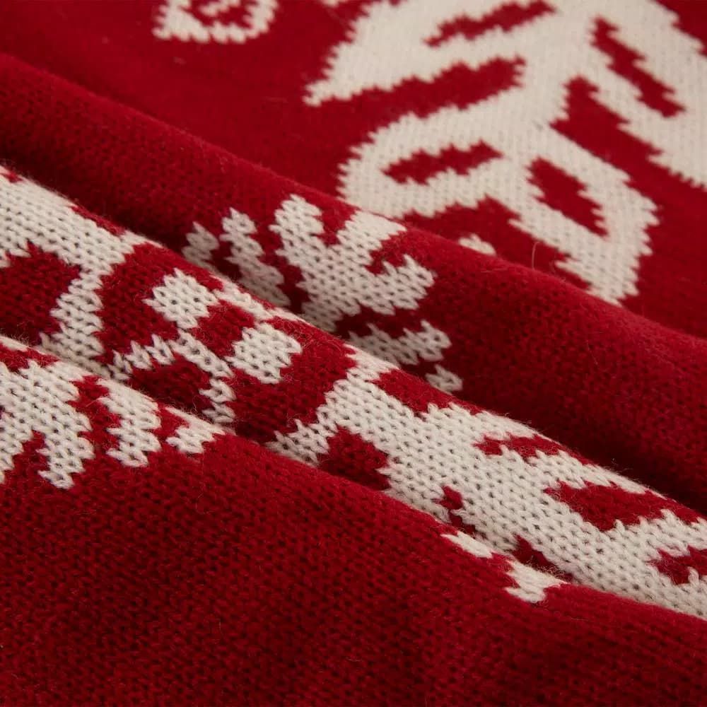 Glitzhome 48 in. Knitted Snowflake Pattern Christmas Tree Skirt