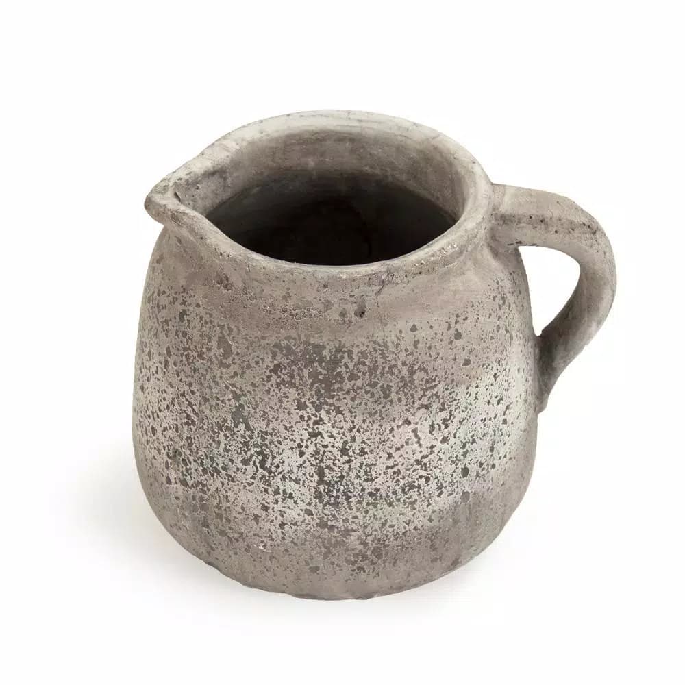 Zentique Terracotta Grey Decorative Pitcher Vase - Distressed Ceramic Table Vase