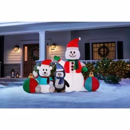 Home Accents Holiday Airblown Inflatables 6.5 ft LED Snowman, Polar Bear, and Penguin Christmas Inflatable thumbnail 2