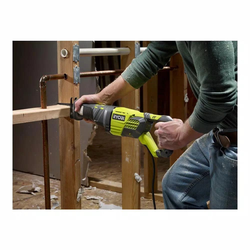 RYOBI 12 Amp Corded Reciprocating Saw with Variable Speed and Toolless Blade Change
