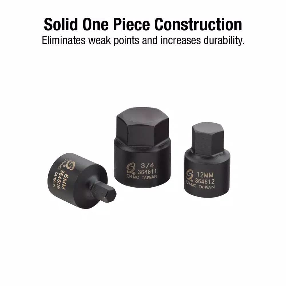 SUNEX TOOLS Sunex 3646 3/8 in. Drive Stubby Impact Hex Driver Set, SAE & Metric, 16-Piece