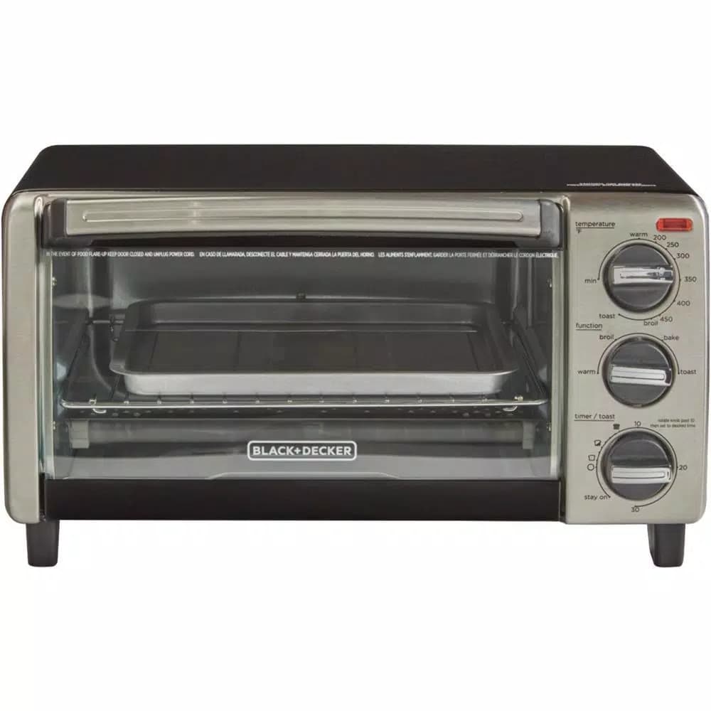 BLACK+DECKER 4-Slice Black Stainless Steel Toaster Oven with EvenToast Technology