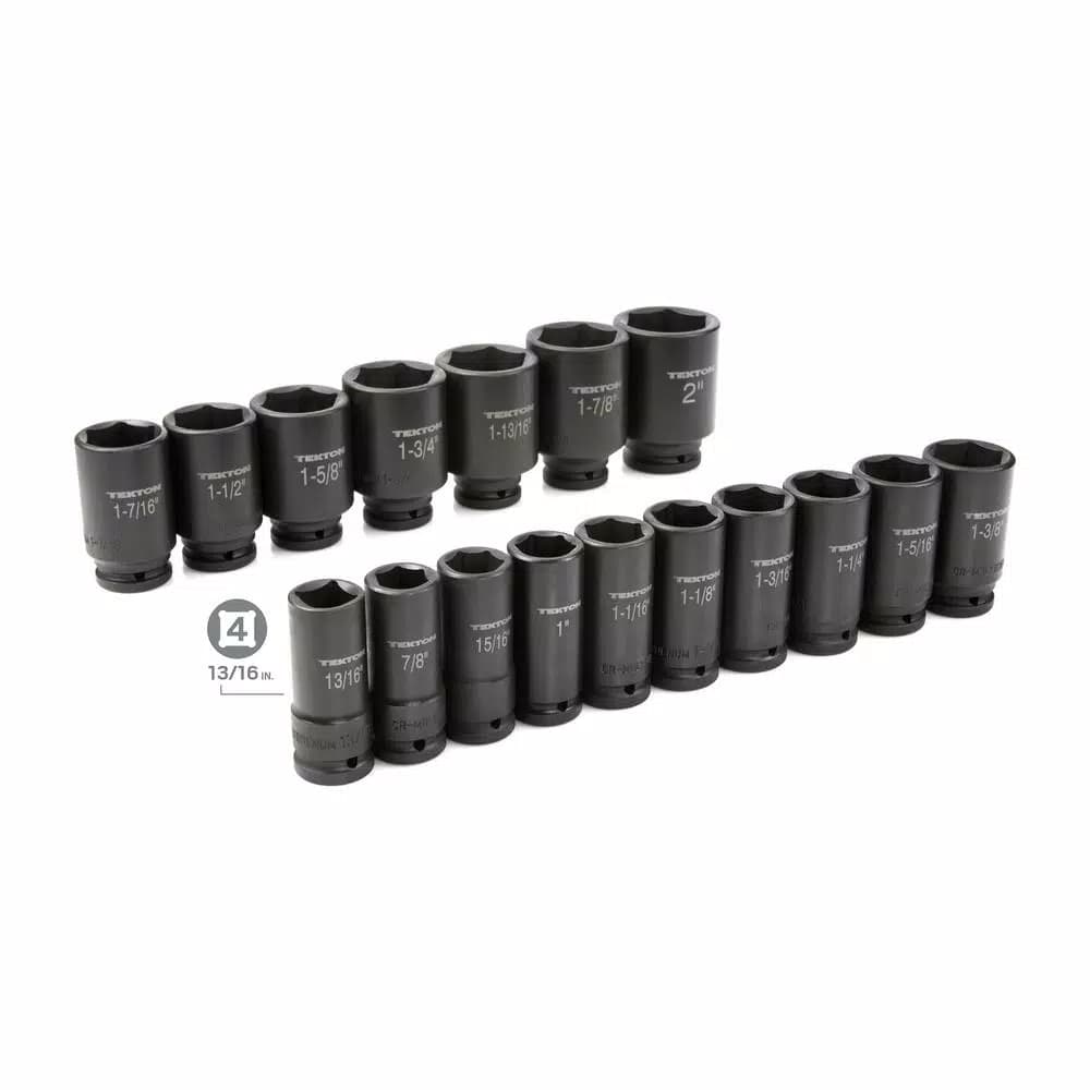 TEKTON 22-Piece 3/4 in. Drive Deep Impact Socket Set, 7/8 to 2 in.