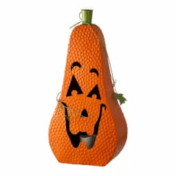 Glitzhome 23.62 in. Metal Jack-O-Lantern Halloween Decor with LED Pillar Candle thumbnail 1