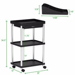 Mind Reader 3-Tier 7-Compartment Rolling Black Coffee Cart with Storage Drawer thumbnail 6