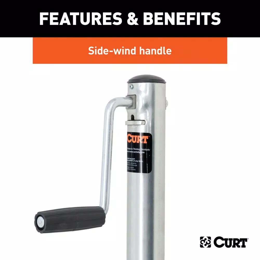 CURT Marine Trailer Jack with 8" Wheel, 1,500 lbs. Capacity, 10" Travel