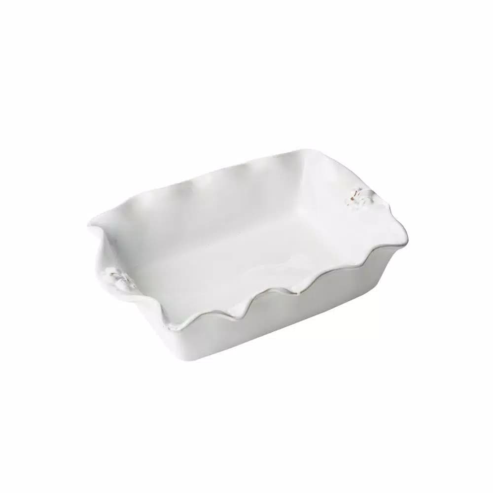 Abigails Fleur De Lis White Ceramic Casserole Dish, Made in Italy, Square