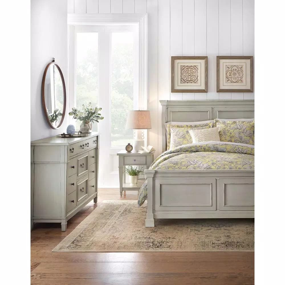 3R Studios Two Birds Round Pewter Mantel Clock - Distressed Grey Farmhouse Decor