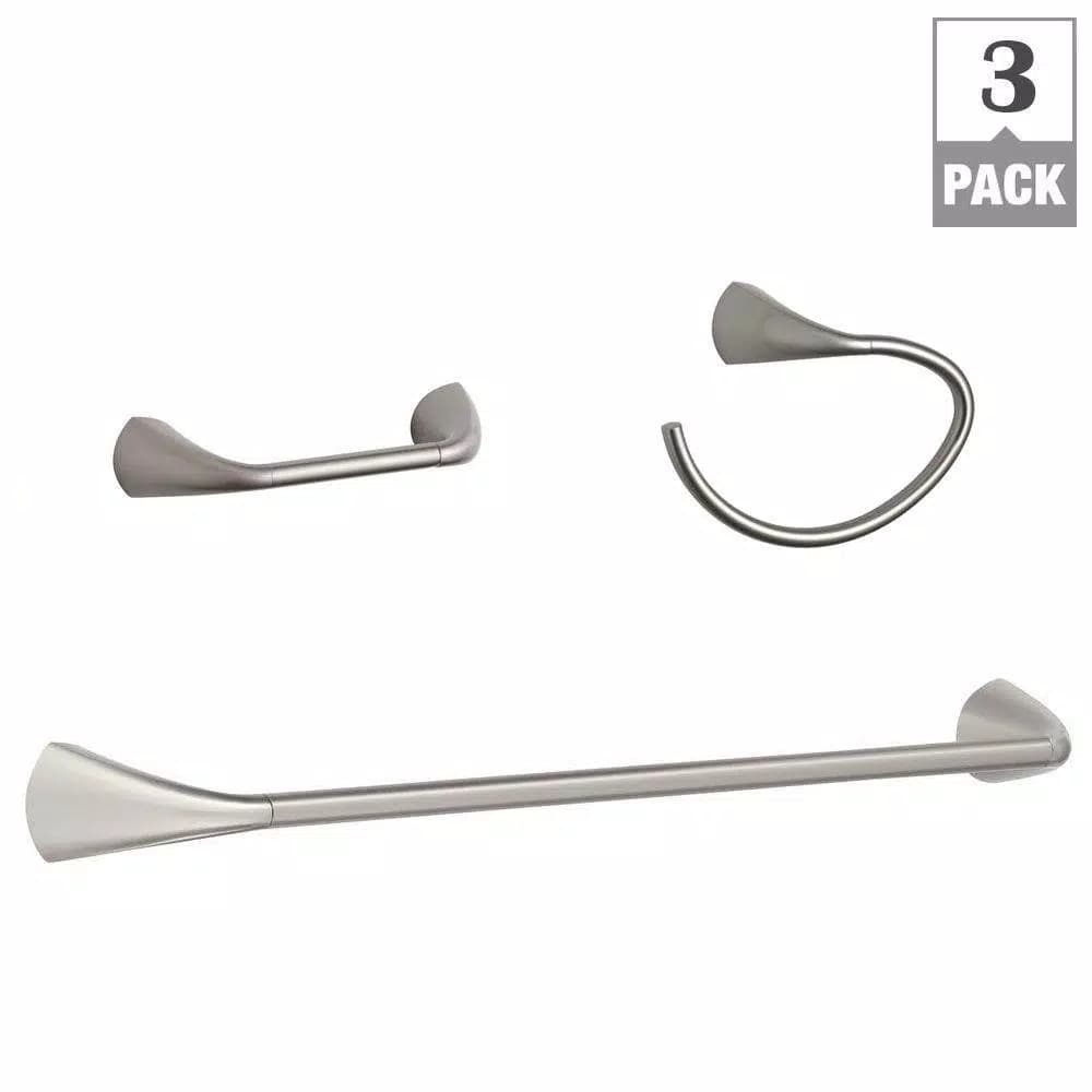 KOHLER Alteo 3-Piece Brushed Nickel Bathroom Hardware Set: Towel Bar, Towel Ring, and Toilet Paper Holder