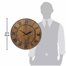 Infinity Instruments Wine Barrel 24 in. Wood and Steel Round Wall Clock thumbnail 6
