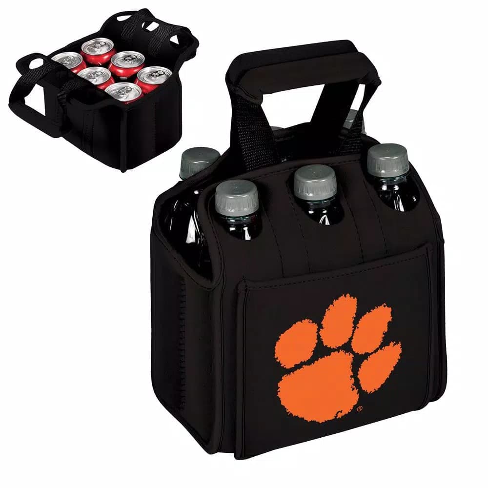 Picnic Time Clemson University Tigers 6-Bottle Insulated Neoprene Beverage Carrier, Black