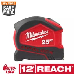 Milwaukee 25 ft. Compact Auto-Lock Tape Measure with Nylon Blade Protection thumbnail 1