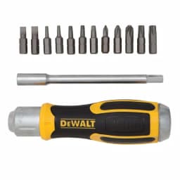 DEWALT Heavy-Duty Ratcheting Screwdriver with Removable Bar and 12 Bits thumbnail 1