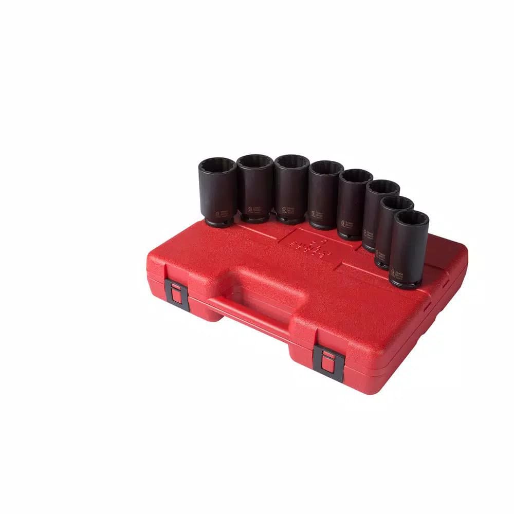 Sunex Tools 1/2 in. Drive Metric Deep Spindle Nut Impact Socket Set, 8-Piece