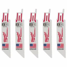 Milwaukee 4 in. Metal Cutting Reciprocating Saw Blades, 10 TPI, 5-Pack thumbnail 1