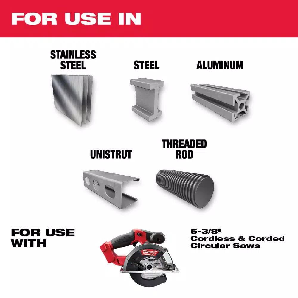 Milwaukee 5-3/8 in. 30T Metal & Stainless Steel Carbide Circular Saw Blade