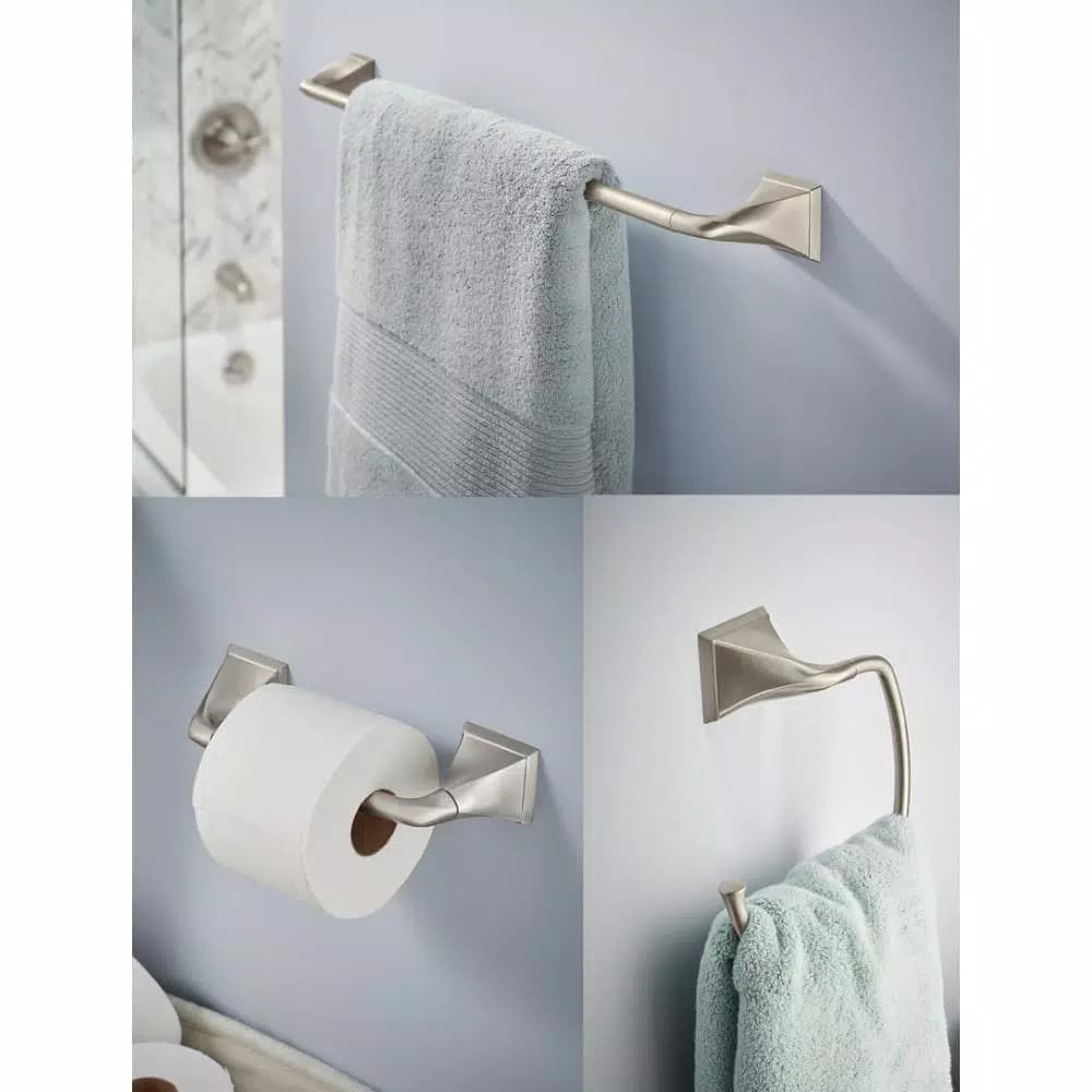 Delta Everly 3-Piece Brushed Nickel Bath Hardware Set with 24 in. Towel Bar