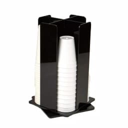 Mind Reader 4-Compartment Rotating Black Acrylic Cup and Lid Dispenser thumbnail 1