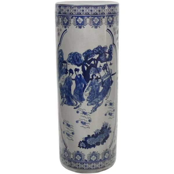 Oriental Furniture 23.5 in. Blue Porcelain Ming Dynasty Style Decorative Floor Vase