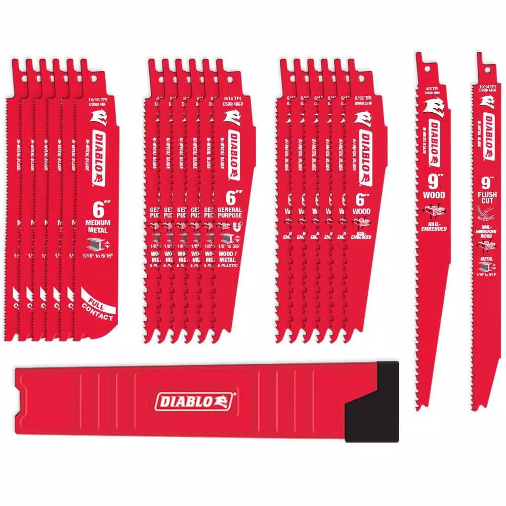 Diablo 20-Piece Bi-Metal Reciprocating Saw Blade Set with Carrying Case