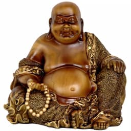 Oriental Furniture 6 in. Gold Laughing Buddha Statue - Hotei/Budai Decorative Resin Sculpture thumbnail 1