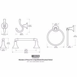 Delta Mandara 3-Piece Brushed Nickel Bath Hardware Set with Towel Bar, Toilet Paper Holder and Towel Ring thumbnail 10
