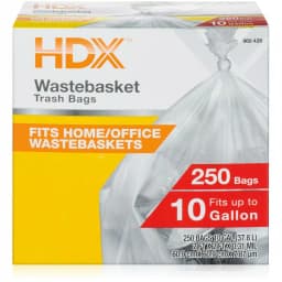 HDX 10 Gallon Clear Waste Liner Trash Bags, 0.31 Mil High-Density Polyethylene, 250 Count thumbnail 1