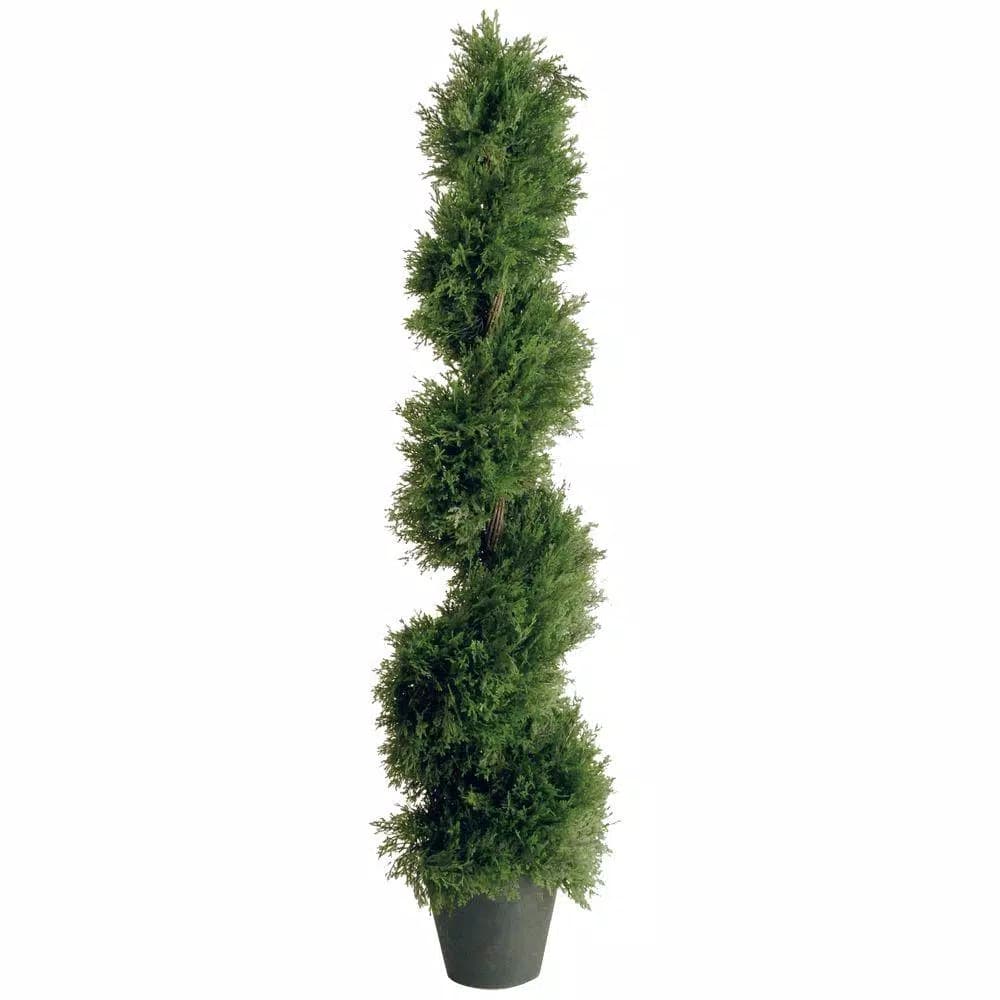 National Tree Company 4 ft. Artificial Juniper Slim Spiral Topiary Tree in Green Growers Pot