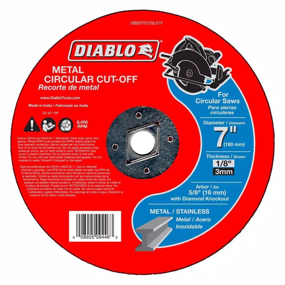Diablo 7 in. x 1/8 in. x 5/8 in. Metal Cut-Off Disc, 10-Pack