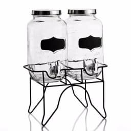 Style Setter Blackboard Glass Beverage Dispensers with Metal Stand, Set of 2 thumbnail 1
