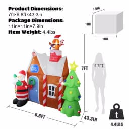JOYDECOR 7 ft. Santa Claus & Gingerbread House Christmas Inflatable with LED Lights thumbnail 2