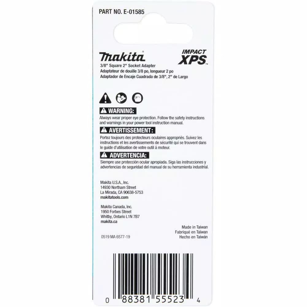 Makita ImpactXPS 3/8 in. Square to 1/4 in. Hex Socket Adapter