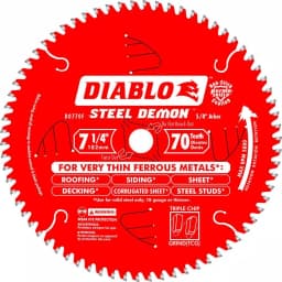 Diablo Steel Demon 7-1/4 in. x 70-Tooth Ultra Fine Ferrous Metal Carbide Circular Saw Blade thumbnail 1