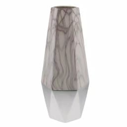 LITTON LANE Modern Reflections 18 in. Ceramic Geometric Vase - White and Silver Marbled Finish thumbnail 2