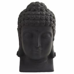 Nearly Natural Black Stone Buddha Head Statue - Indoor/Outdoor Bohemian Zen Decor thumbnail 1