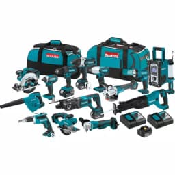 Makita 18V LXT Lithium-Ion Cordless 15-Piece Combo Kit with (4) 3.0 Ah Batteries, Chargers, and Bags thumbnail 1