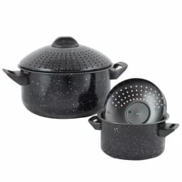 Gibson Home Casselman 4-Piece Steel Nonstick Pasta Pot Set, Black Speckle thumbnail 1