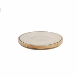 Mind Reader Round Bamboo Cheese Platter with Glass Top - Decorative Wooden Serving Tray thumbnail 2