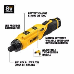 DEWALT 8V MAX Cordless Gyroscopic Screwdriver Kit with 1.0 Ah Battery, Charger & Bag thumbnail 2