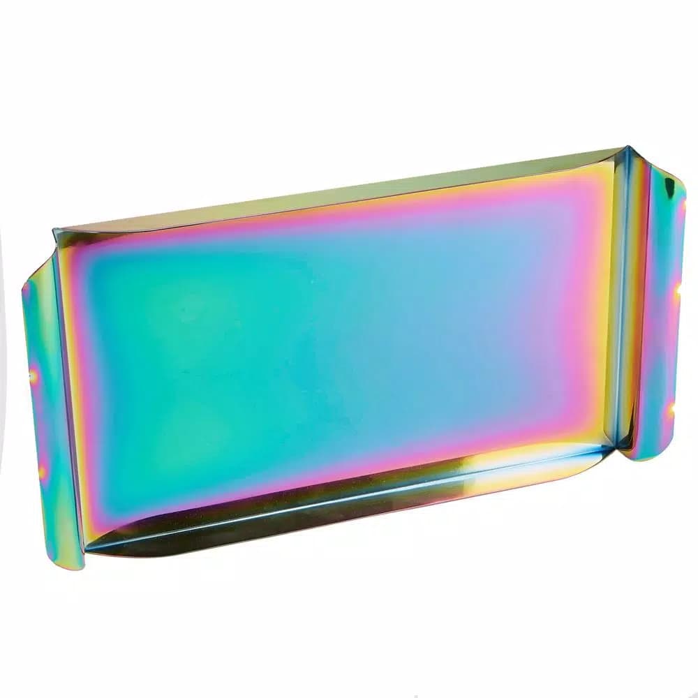 Mind Reader Assorted Color Rainbow Steel Rectangular Serving Tray with Handles