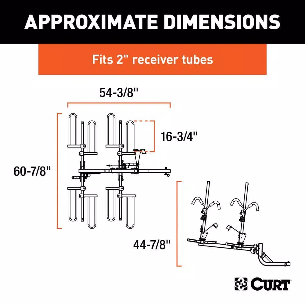 CURT 4-Bike Tray-Style Hitch-Mounted Bike Rack, 2 in. Receiver