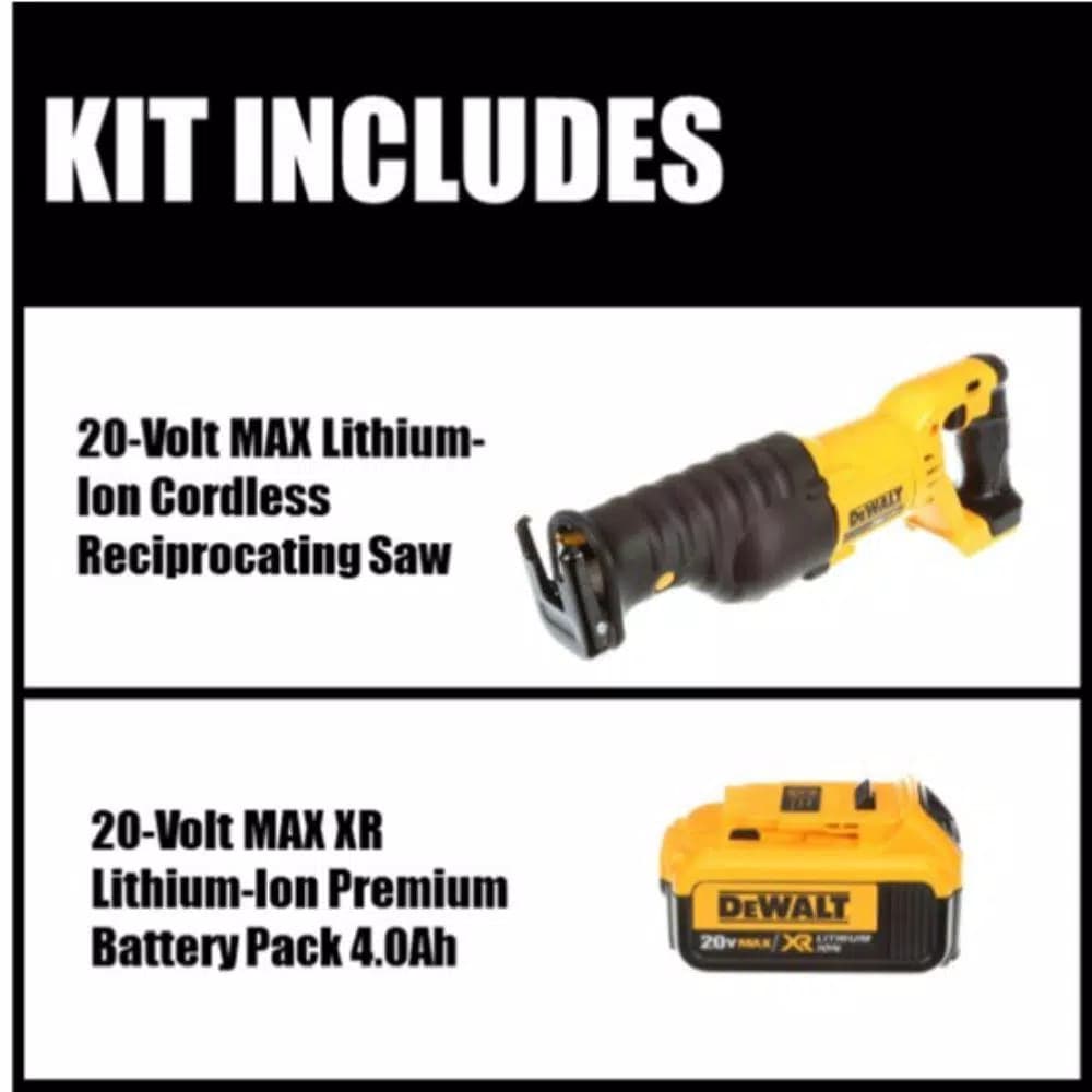 DEWALT 20V MAX Cordless Reciprocating Saw Kit with (1) 4.0 Ah Battery